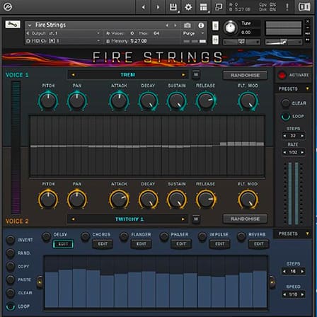 Fire Strings - Over 140 sounds including sustains, textures and grooves